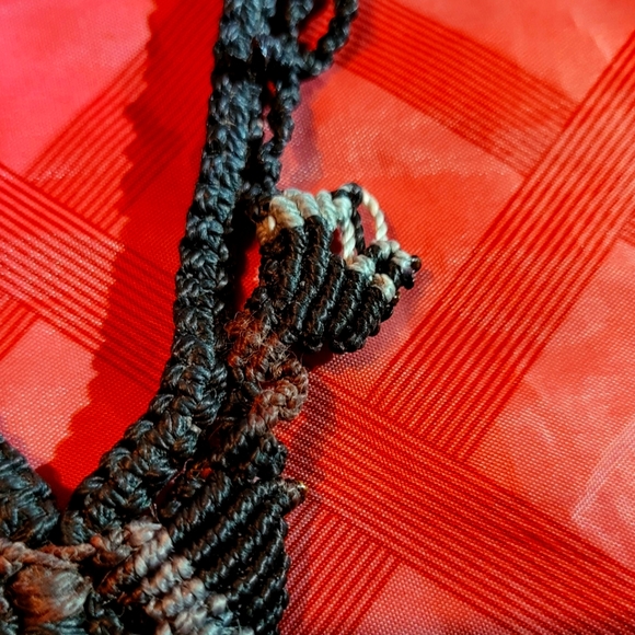 Macrame necklace obsidian and snowflake obsidian by SaLtY RoCks jewery. A - Picture 5 of 8